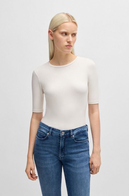 Camiseta Slim De Algodão, Modal E Elástico