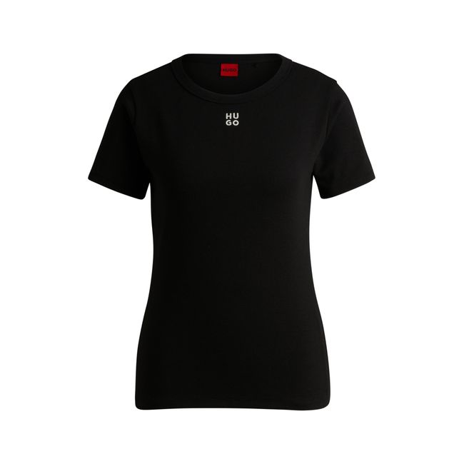 Camiseta De Algodão Com Bordado De Logo Sobreposto