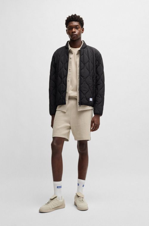 Shorts Largos De Algodão Com Estrutura Waffle