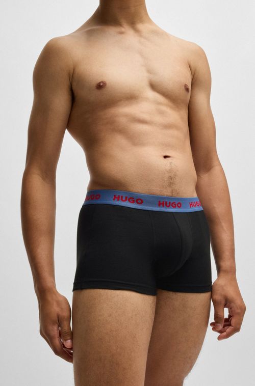 Pack De Três Boxers De Algodão Elástico Com Logo Na Cintura