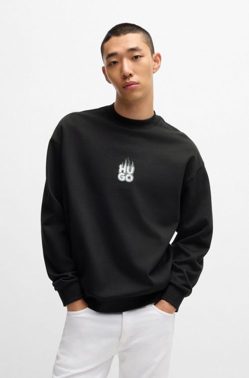 Moletom De Algodão Terry Com Logos Esfumaçados Sobrepostos