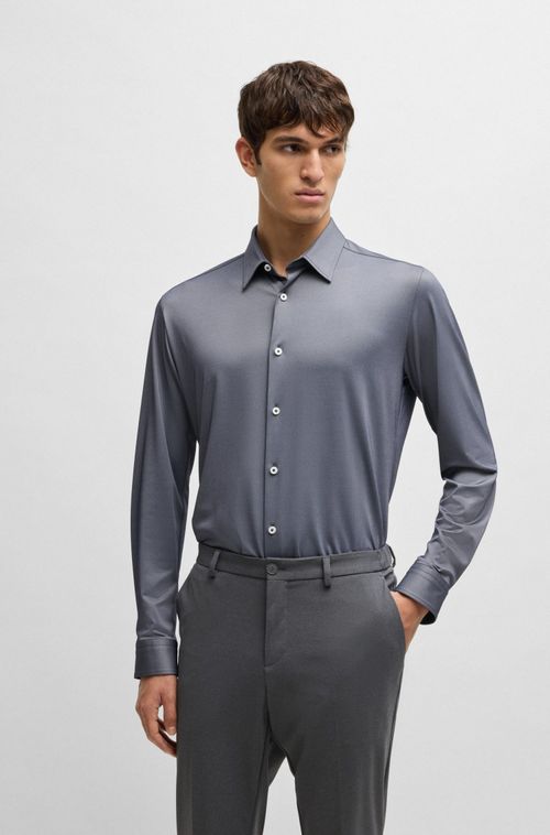 Camisa Slim De Tecido Elástico De Alto Desempenho