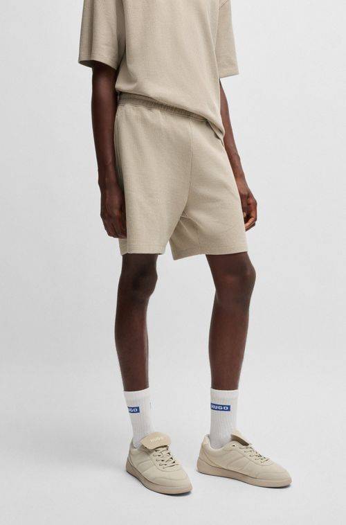 Shorts Largos De Algodão Com Estrutura Waffle