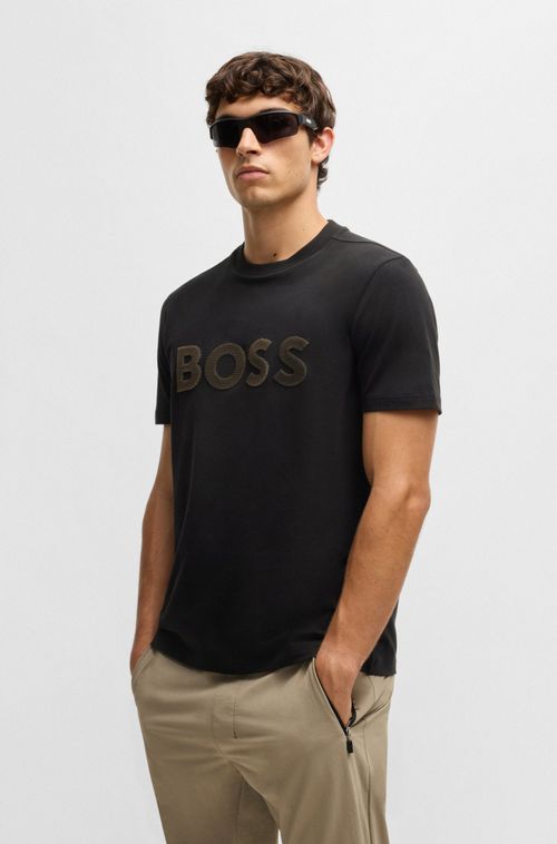 Camiseta Em Algodão Elástico Com Logo