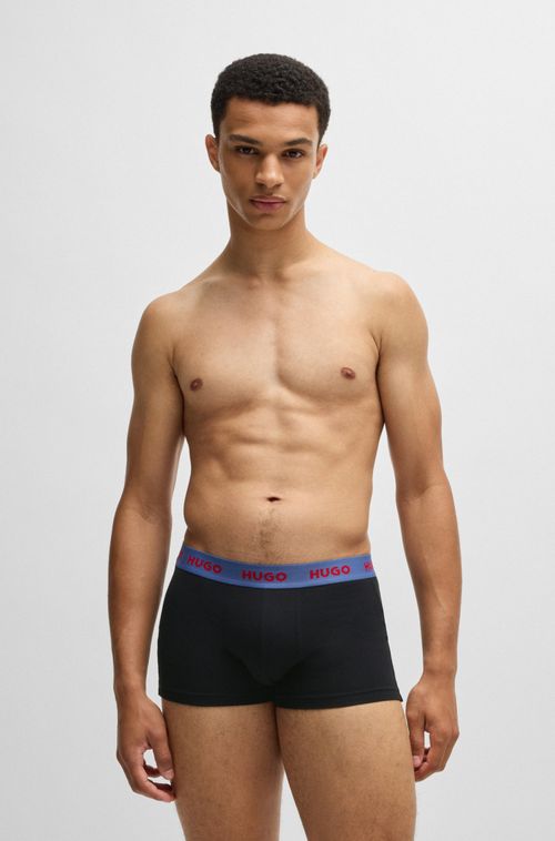 Pack De Três Boxers De Algodão Elástico Com Logo Na Cintura