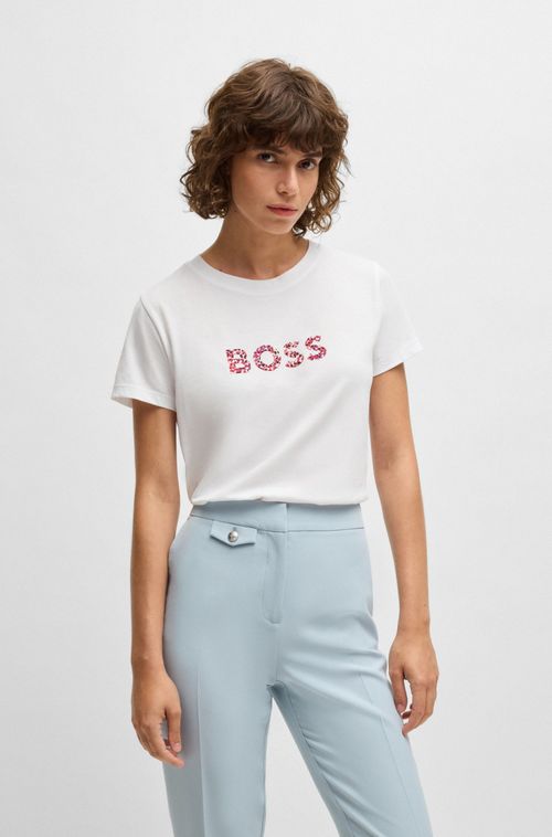 Camiseta De Algodão Com Logo Tipográfico