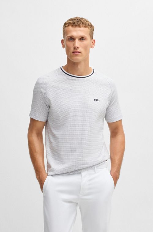 Camiseta Descontraída Em Jacquard De Algodão Com Logo