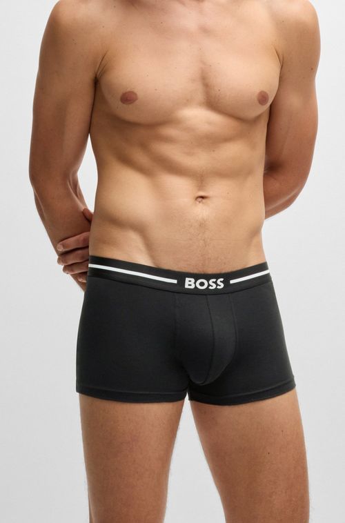 Três Cuecas Boxer De Algodão Elástico Com Logo