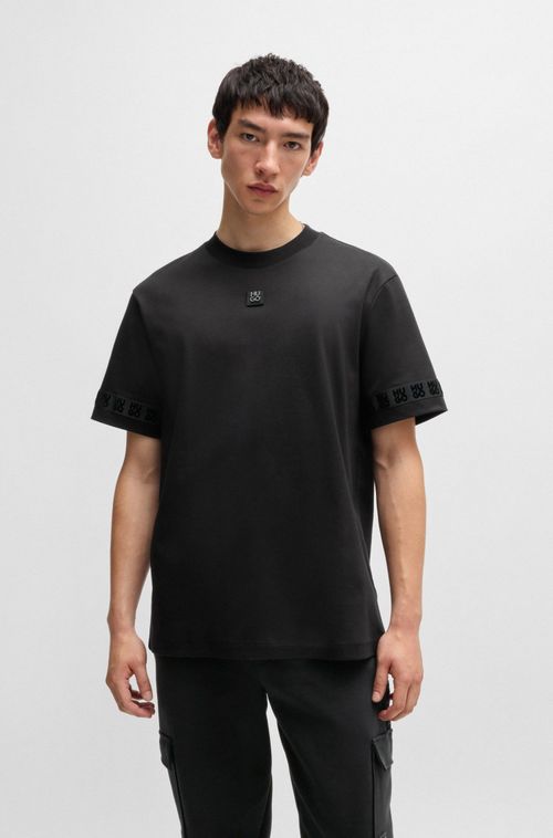 Camiseta De Algodão Com Logo Sobreposto