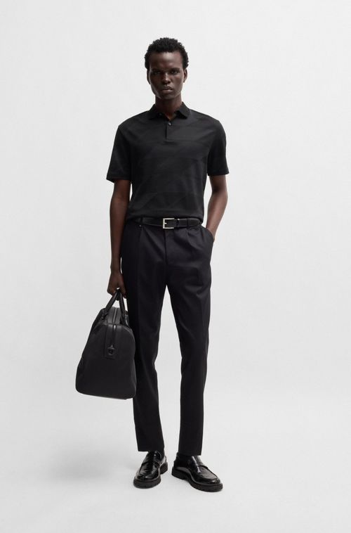 Polo Em Algodão Mercerizado Com Padrão Jacquard