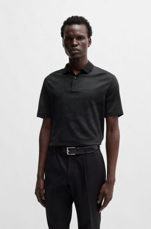 Polo Em Algodão Mercerizado Com Padrão Jacquard