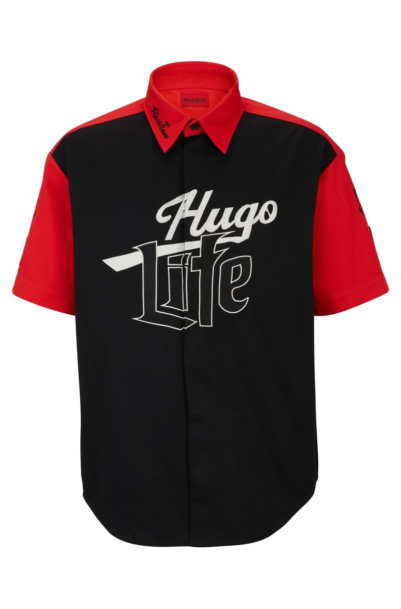 Camisa De Corte Dimensionado Com Detalhes Inspirados Em Corrida
