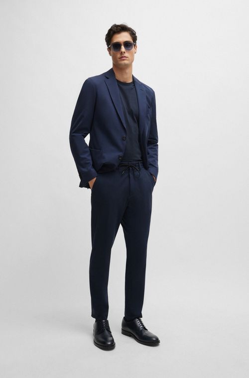 Calças Azul Slim Fit Em Jersey Stretch