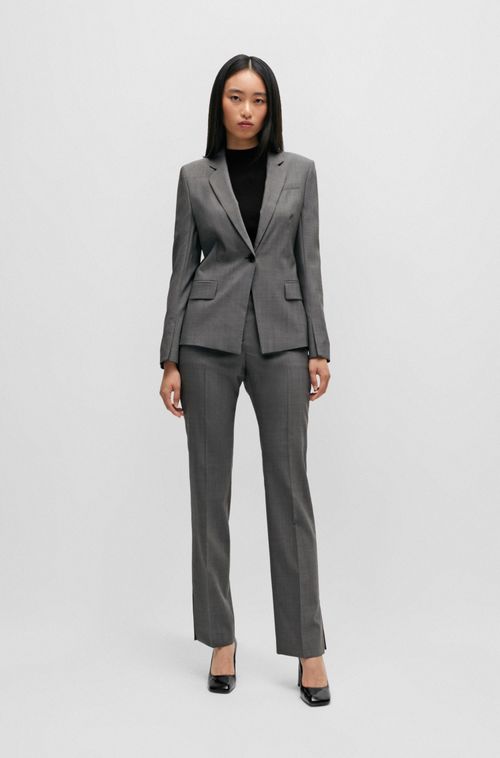 Blazer De Corte Ajustável Ao Corpo Em Lã Virgem Italiana