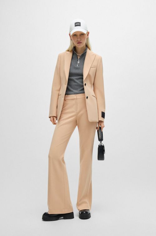 Calças Trousers Em Tecido Stretch Com Perna Bootcut