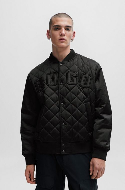 Jaqueta Bomber De Cetim Repelente À Água Com Logo