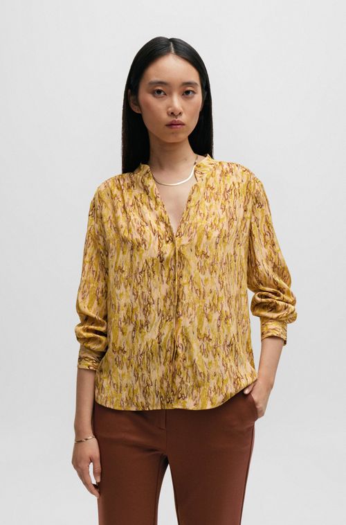Blusa De Corte Regular Em Seda Estampada