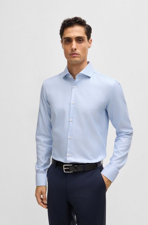 Camisa Slim De Algodão Estruturada