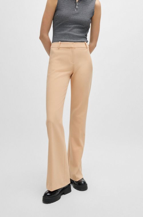 Calças Trousers Em Tecido Stretch Com Perna Bootcut