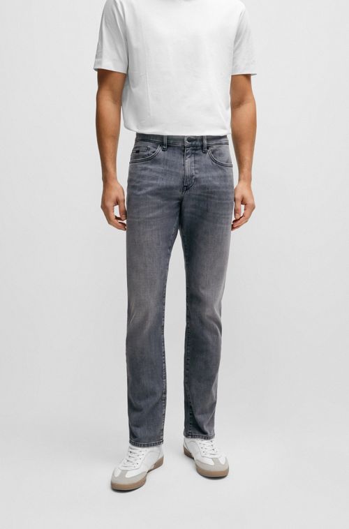 Jeans De Corte Italiano Ajustável Ao Corpo Com Toque De Caxemira Preto