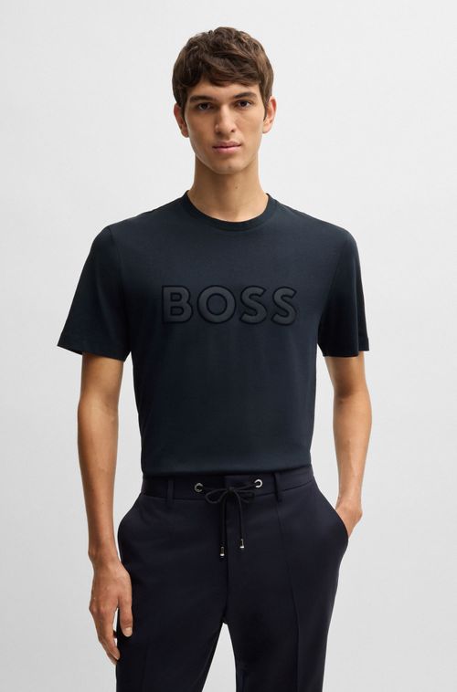 Camiseta Regular Em Jersey De Algodão Com Detalhe De Logo