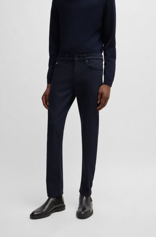Calças Jeans Slim De Jeans Elástico Azul-Escuro