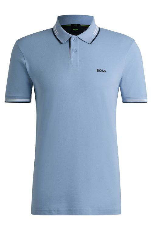 Polo Slim Fit Em Algodão Elástico Com Logo