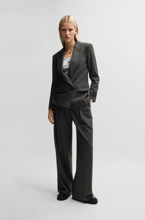 Blazer Regular Fit Em Tecido Listrado
