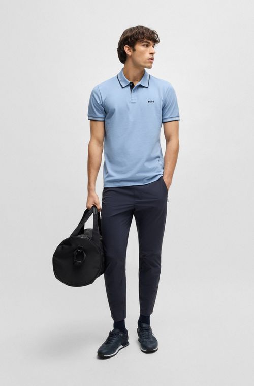 Polo Slim Fit Em Algodão Elástico Com Logo