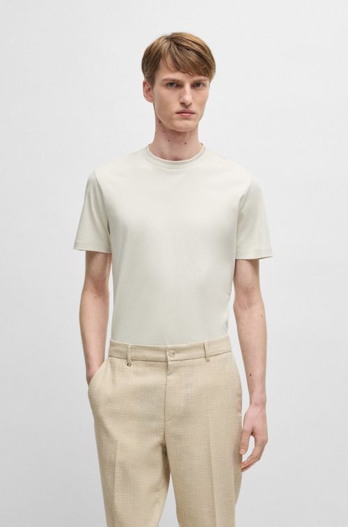 Camiseta De Ajuste Slim Em Algodão Mercerizado
