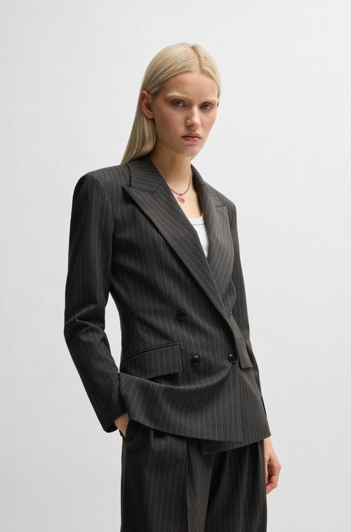 Blazer Regular Fit Em Tecido Listrado