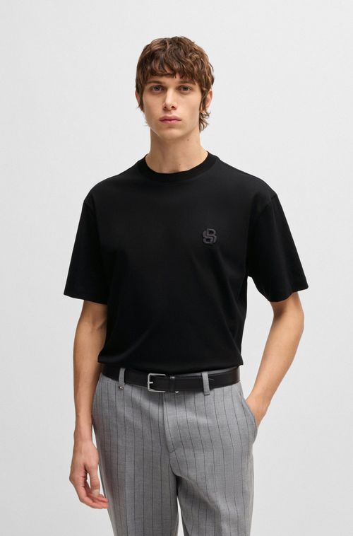 Camiseta De Algodão Mercerizado Com Monograma Double B