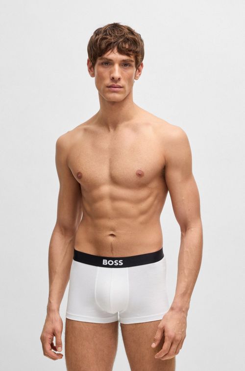 Pack Com Três Cuecas Boxer De Algodão Stretch Com Cós De Logo