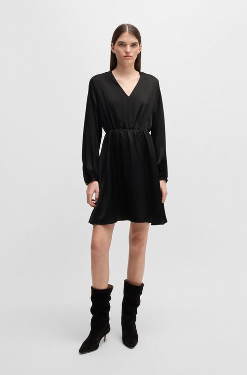 Vestido Com Decote Em V Em Cetim Martelado