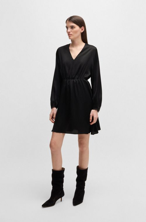 Vestido Com Decote Em V Em Cetim Martelado