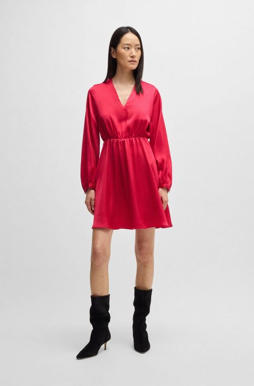 Vestido Com Decote Em V Em Cetim Martelado