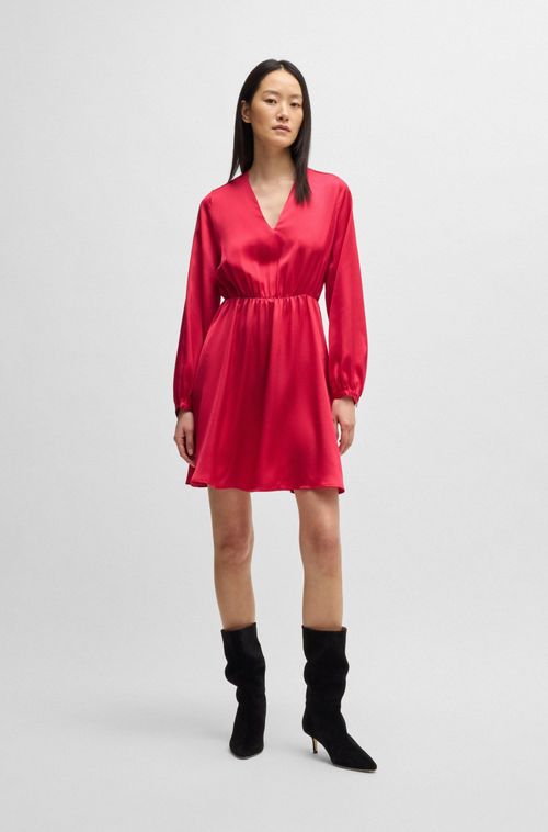 Vestido Com Decote Em V Em Cetim Martelado