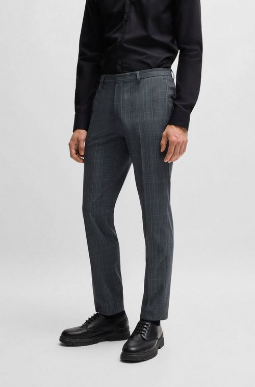 Calças Extra-Slim-Fit Em Tecido Xadrez De Stretch