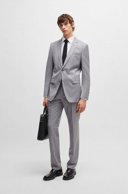 Camisa Slim Em Sarja De Algodão Listrada