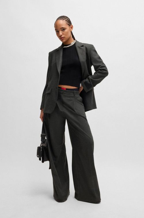 Blazer Regular De Tecido Elástico