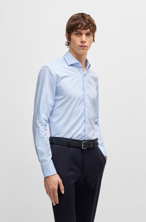 Camisa Slim Fit Em Algodão Estruturado