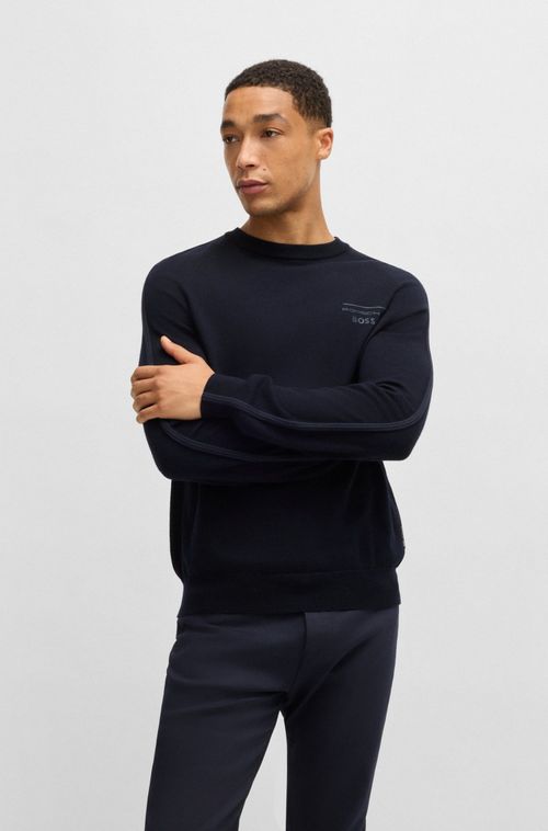 Moletom De Lã Virgem Porsche X Boss Com Detalhes Nas Mangas