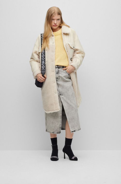 Casaco Off-White Oversized-Fit Em Materiais Mistos Com Forro Acolchoado