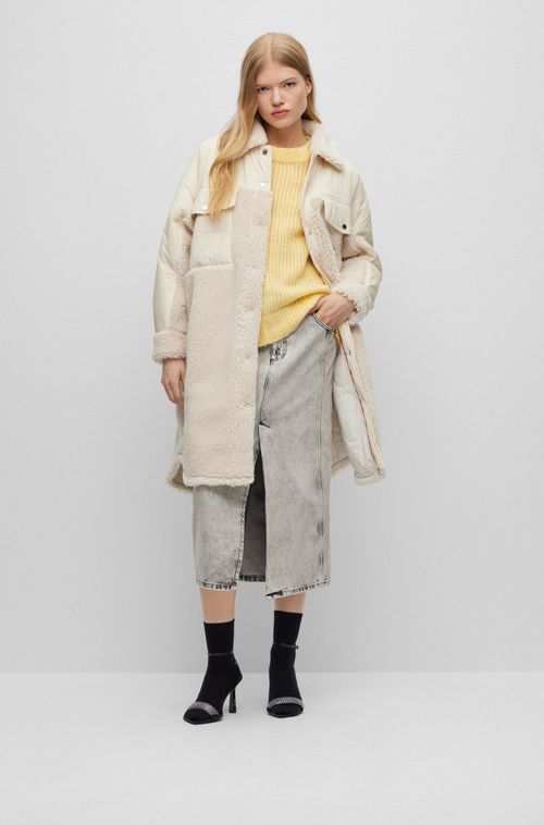 Casaco Off-White Oversized-Fit Em Materiais Mistos Com Forro Acolchoado