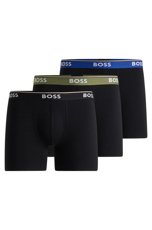 Pack De Três Boxers Compridos Em Algodão Elástico Com Logos