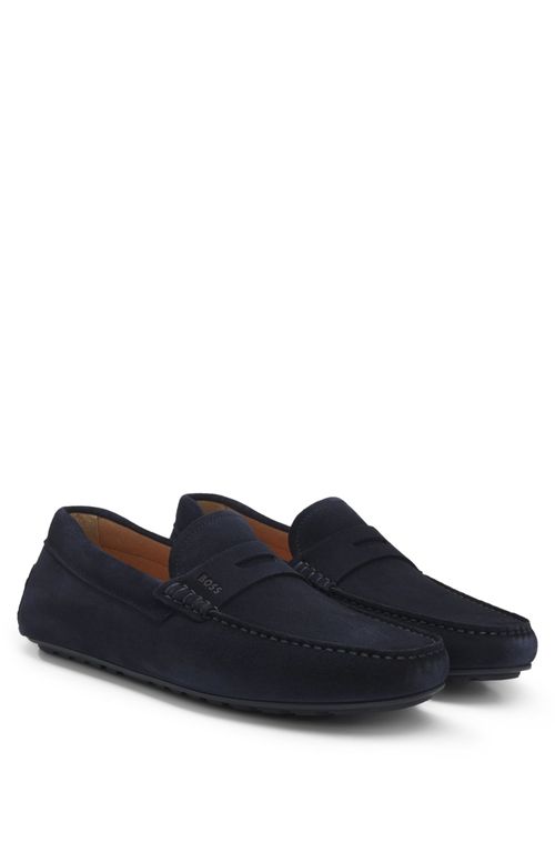 Sapatos Loafers Moccasin Em Camurça Com Acabamento Penny