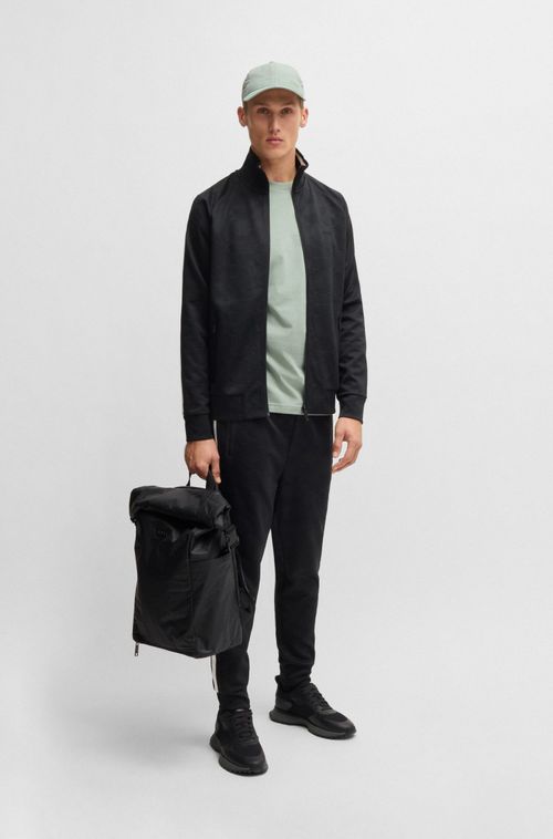 Camiseta De Ajuste Regular Em Algodão Elástico Com Logo Contrastante