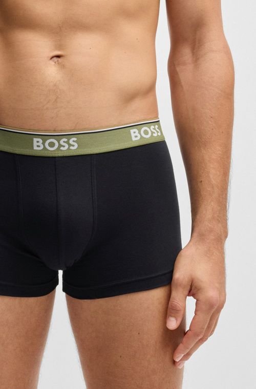 Pack De Três Boxers De Cintura Com Logo Em Algodão Elástico