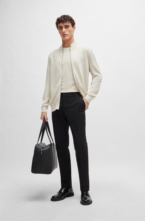 Cardigan Com Fecho Em Malha De Algodão Com Logo Bordado