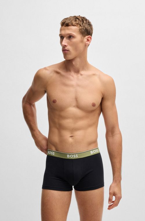 Pack De Três Boxers De Cintura Com Logo Em Algodão Elástico